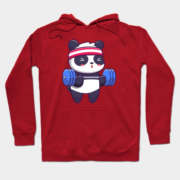 Cute panda lifting barbell Hoodie by Catalyst Labs